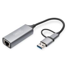 USB Typ-C auf Gigabit Ethernet 2,5G USB-C + USB A Adapter (USB 3.1/3.0)