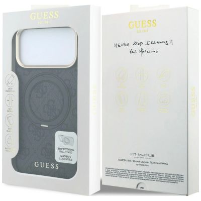 8. Guess Ring Stand 360 4G Classic Logo MagSafe Hülle für iPhone 17 Pro Max / 18 Pro Max - Schwarz