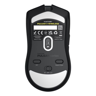 6. HATOR Pulsar 3 Kabellose Gaming-Maus, beidhändig bedienbar, Funkfernbedienung + Bluetooth + USB Typ-C, optisch, 12000 DPI