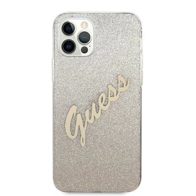 3. Guess GUHCP12LPCUGLSGO iPhone 12 Pro Max 6,7" Gold/Gold Hardcase Glitter Gradient Script