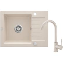 Granitspüle mit Armatur, 1 Becken, mit Abtropffläche ZQZA511A 5907650875505