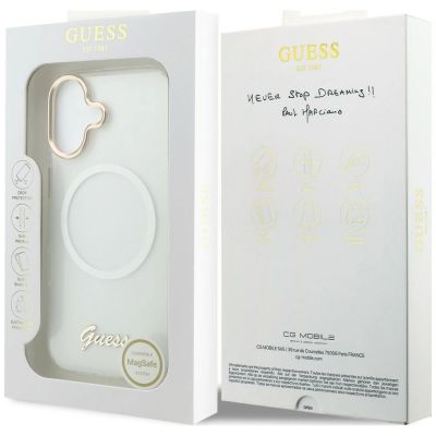 8. Guess IML Gradient Script Metal MagSafe Hülle für iPhone 17 - Weiß