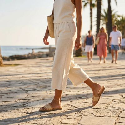 9. Beigefarbene Damen-Strand-Flip-Flops Filippo DK7899