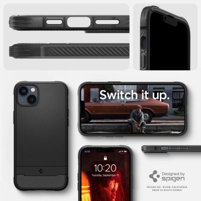 8. Spigen Rugged Armor Mag-Hülle mit MagSafe für iPhone 14 – Mattschwarz