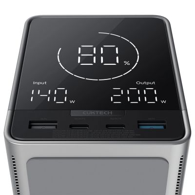 2. Cuktech Powerbank 300W 40000mAh mit kabelloser Ladefunktion, 2x USB-C + 2x USB-A - Schwarz