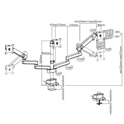 12. Maclean MC-811 Tischhalterung für 3 Monitore (Desktop; 17" - 27"; max. 20 kg)