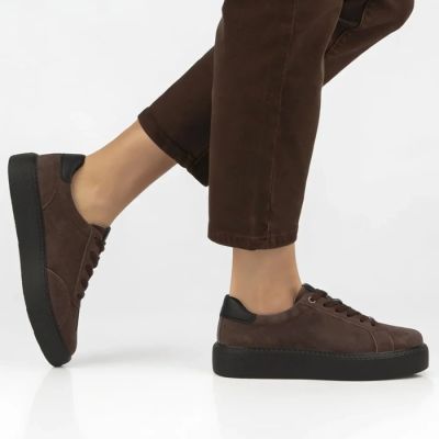 8. Damen-Plateau-Sneaker aus Leder, braun, Filippo DP6119