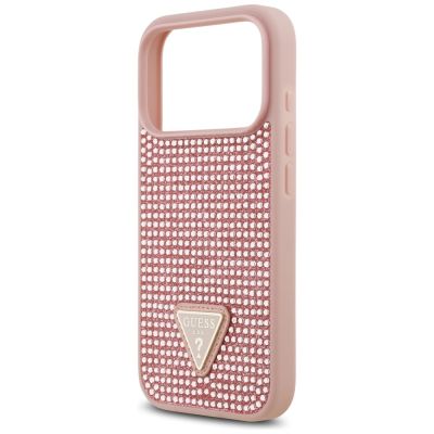6. Guess Strass Dreieck Logo iPhone 17 Pro Hülle - Rosa