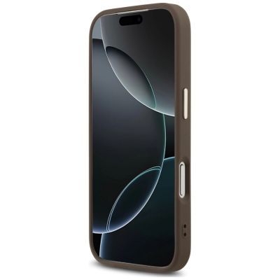 6. Guess 4G Strap 4G Classic Logo Metal Trims Hülle für iPhone 18 Pro / 17 Pro – braun