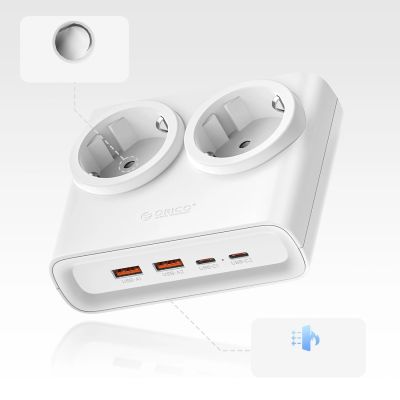 2. Orico PDC25 25W 6-in-1 Steckdosenleiste (2x Netzanschluss + 2x USB-A + 2x USB-C) – Weiß