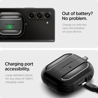 16. Spigen Rugged Armor Samsung Galaxy Buds 3 / 3 Pro Hülle - Schwarz