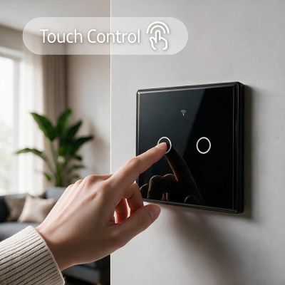 3. QOLTEC LICHT-EIN/AUS-SCHALTER | 2-KANAL-TOUCH-BEDIENUNG | WLAN | TIMER | TUYA | SCHWARZ