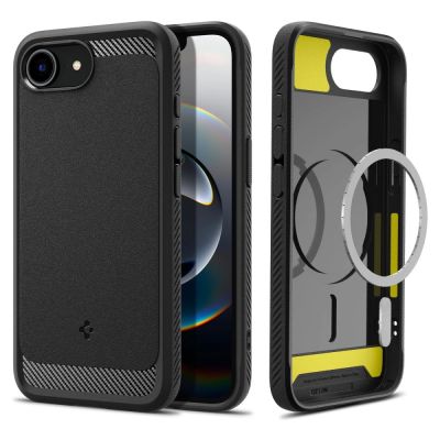 3. Spigen Rugged Armor MagSafe Hülle für iPhone 16e / 17e - Schwarz