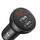 5. Baseus Autoladegerät 2x USB 4,8A 24W mit LCD + 3ins1 Kabel USB - USB Typ C / micro USB / Lightning schwarz (TZCCBX-0G)