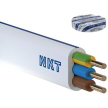 Installationskabel Flachdraht 450/750 V Klasse 1 YDYP 3x1,5 ŻO NKT weiß