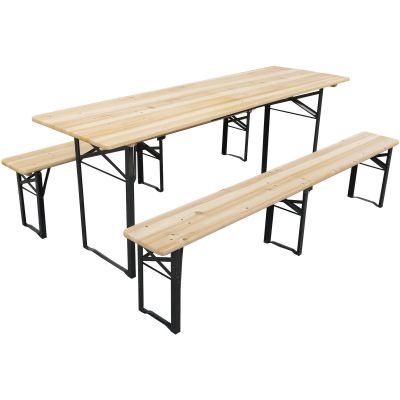 2. Picknick-Bar-Set – Holztisch und 2 Bänke – faltbar