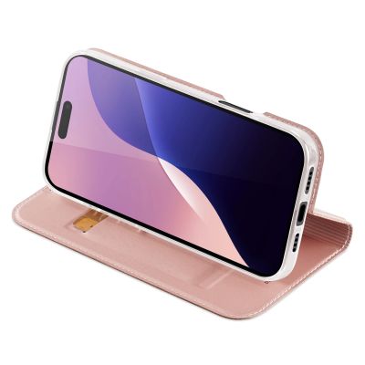 6. Dux Ducis Skin Pro Hülle für iPhone 16 Pro Max mit Klappe und Kartenfach – Pink