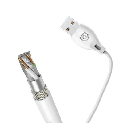 6. Dudao USB Typ C 2.1A 1m weißes Kabel (L4T 1m weiß)