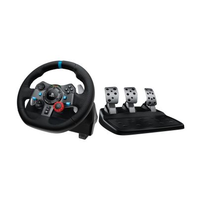 10. Logitech G 941-000113 Gamecontroller, schwarzes USB-Lenkrad + Pedale, analog/digital, kompatibel mit PC, PlayStation 4, PlayStation 5 und PlayStation 3