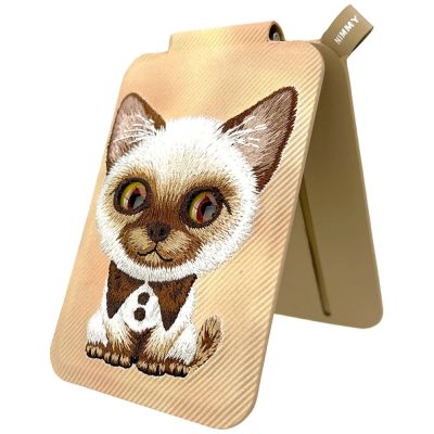 3. Nimmy Neue magnetische Geldbörse mit großen Augen und niedlichen Haustieren 2.0 Katze mit Handyhalterung – Braun