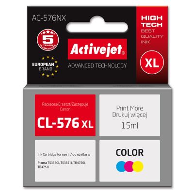 Activejet AC-576NX Tinte (Ersatz für Canon CL-576XL; Supreme; 15 ml; Farben: Blau, Gelb, Rot)