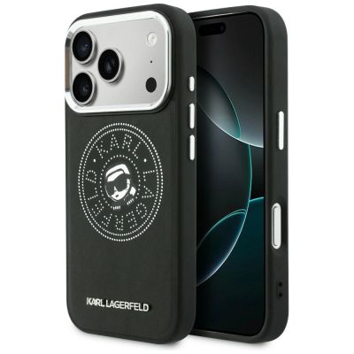 Karl Lagerfeld Point & Karl Sketch MagSafe Hülle für iPhone 17 Pro Max – Schwarz