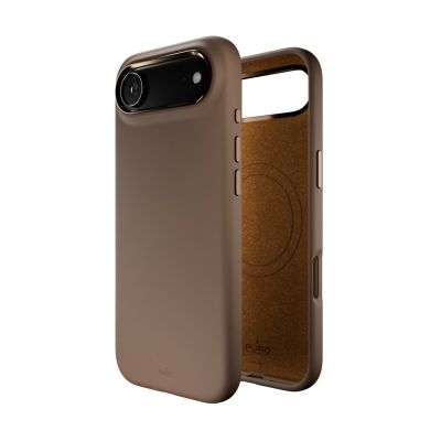4. Puro Icon Mag Pro Flüssigsilikonhülle für iPhone 17 Air, MagSafe-kompatibel, mit Kameraschutz und Aluminiumknöpfen – Braun