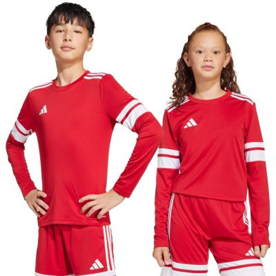 7. adidas Squadra 25 Langarmtrikot für Kinder Rot und Weiß JJ0041