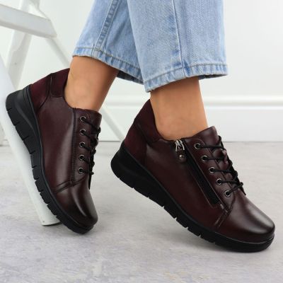 5. Bordeauxfarbene Damen-Lederschuhe mit Keilabsatz Vinceza 39964