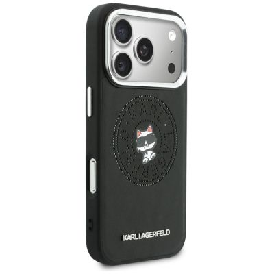 4. Karl Lagerfeld Point & Choupette Sketch MagSafe Hülle für iPhone 17 Pro Max – Schwarz