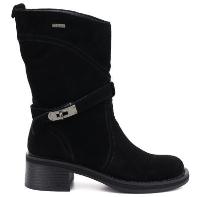 2. Schwarze, hohe Stiefeletten aus Leder für Damen, Big Star UU274608