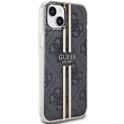 4. Guess IML 4G Gold Stripe Hülle für iPhone 15 Plus / 14 Plus – Schwarz