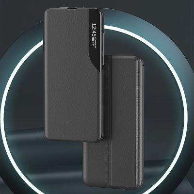 2. Eco Leather View Case Hülle für Samsung Galaxy S25 mit Klappständer - Schwarz