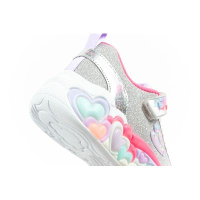 7. Skechers S Lights LED Kinderschuhe mit Klettverschluss für Mädchen, Grau