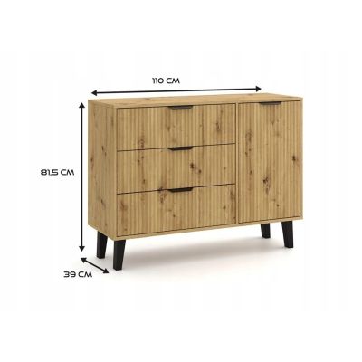 3. SCANDI 1D3S SCHLANKE KOMMODE AUS EICHE, ARTISAN OAK