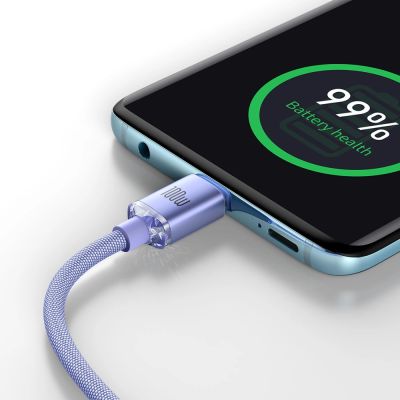 11. Baseus CAJY000705 USB-C – USB-C PD QC-Kabel 100 W 5 A 480 Mbit/s 2 m – Lila