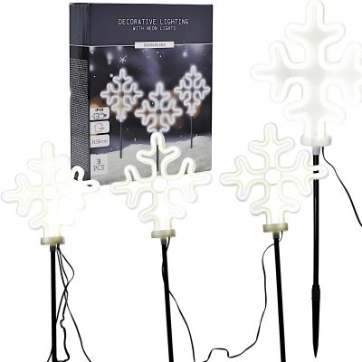 Dekorative Gartenleuchten, 3er-Set, Schneeflocken-Neon