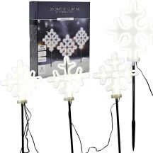 Dekorative Gartenleuchten, 3er-Set, Schneeflocken-Neon