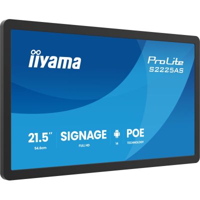 iiyama ProLite S2225AS-B1P Flachbildschirm Digital Signage 54,6 cm (21,5") LCD Wi-Fi 500 cd/m² Full HD Schwarz Eingebauter Prozessor Android 24/7