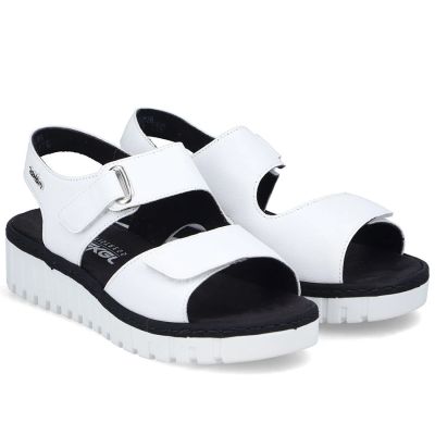 11. Weiße Keilsandalen aus Leder von Rieker, Modell V1382-80