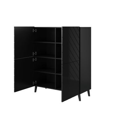 2. ABETO Bücherregal 100,5 x 40 x H 121,5 cm, schwarz/glänzend schwarz