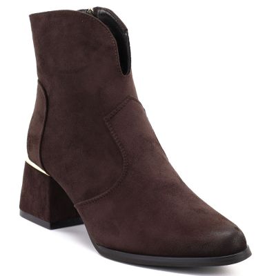 Braune Wildleder-Ankle-Boots mit hohem Absatz, Potocki 12422