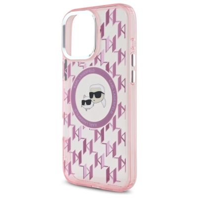 6. Karl Lagerfeld IML Monogram Karl & Choupette Head MagSafe-Hülle für iPhone 16 Pro – Rosa
