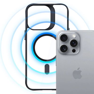 9. 3mk Satin Armor MagCase Hülle mit MagSafe iPhone 16 Pro Max – transparent mit schwarzem Rahmen