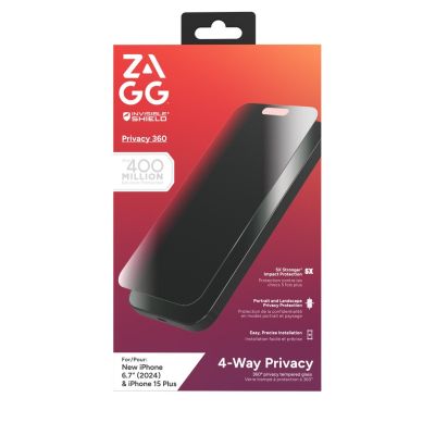 4. ZAGG InvisibleShield Glass Elite Privacy 360 für iPhone 15 Plus / 16 Plus (4-Wege)