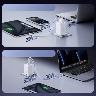 5. Baseus EnerFill FE11 2 x USB-C / USB-A 100W Wandladegerät - Weiß
