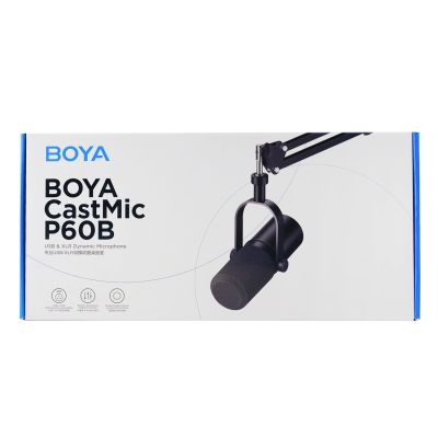 15. BOYA CastMic P60B Studiomikrofon mit Mikrofonarm, kabelgebunden, USB/XLR – Schwarz