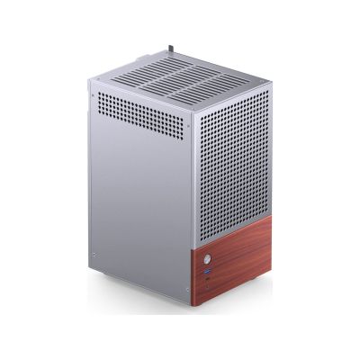 35. Jonsbo T6 Mini-Tower-PC-Gehäuse, Mini-ITX, gehärtetes Glas, Holz – Silber