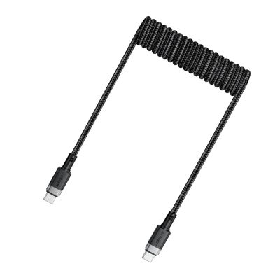 2. Acefast C14-03 USB-C - USB-C Federkabel 480Mb/s 3A 1,2m - Schwarz