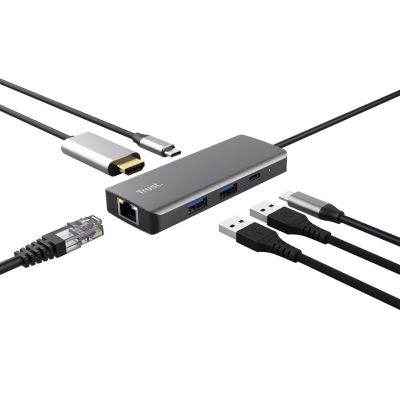 3. Trust DALYX 6-in-1 USB-C Multi-Port-Adapter Silber